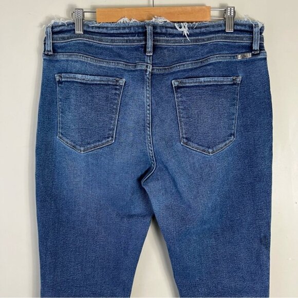 KanCan Women’s 32 High Rise Rolled Hem Boyfriend Jean Blue Stretch Distressed - Picture 5 of 12